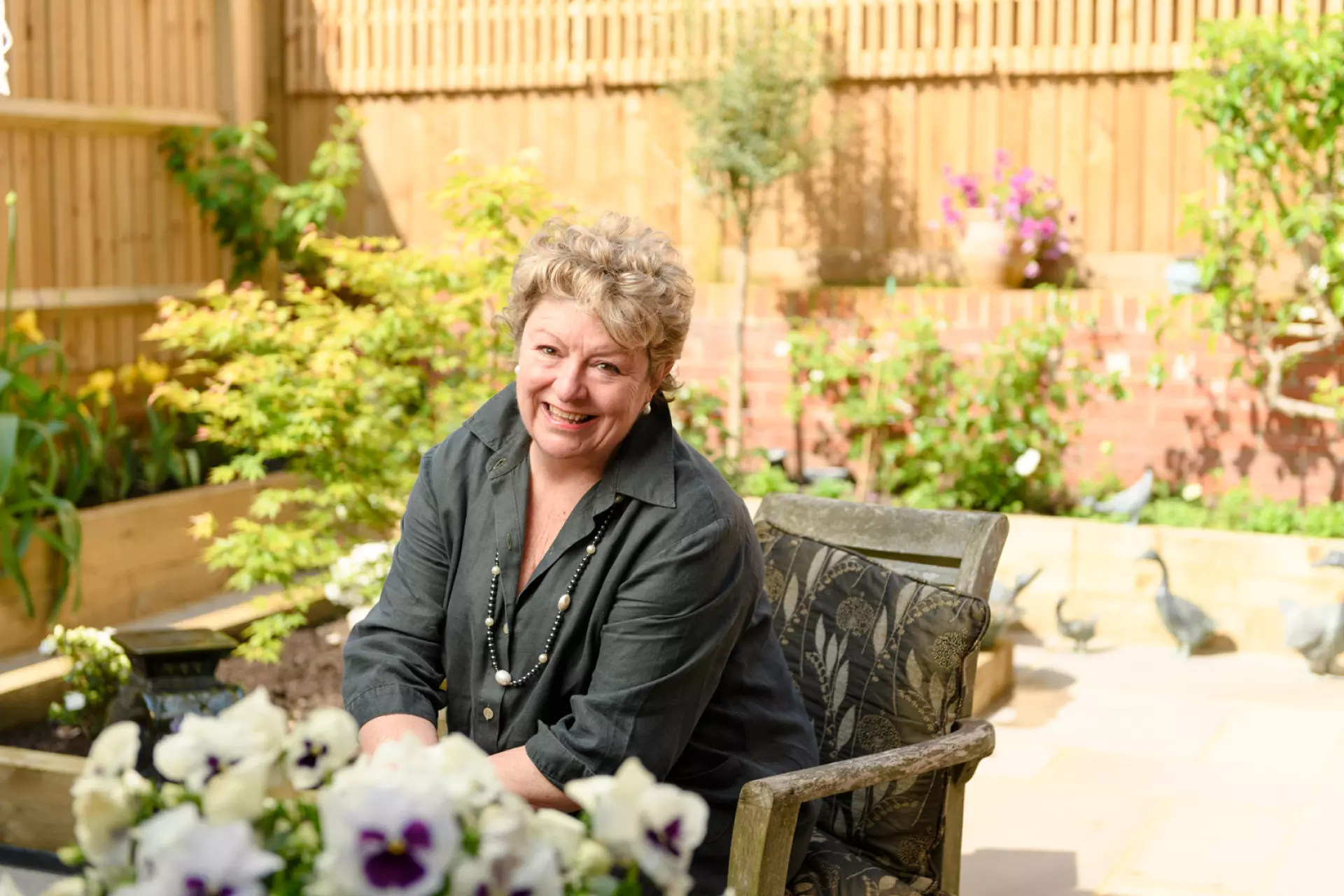a woman sitting in a chair