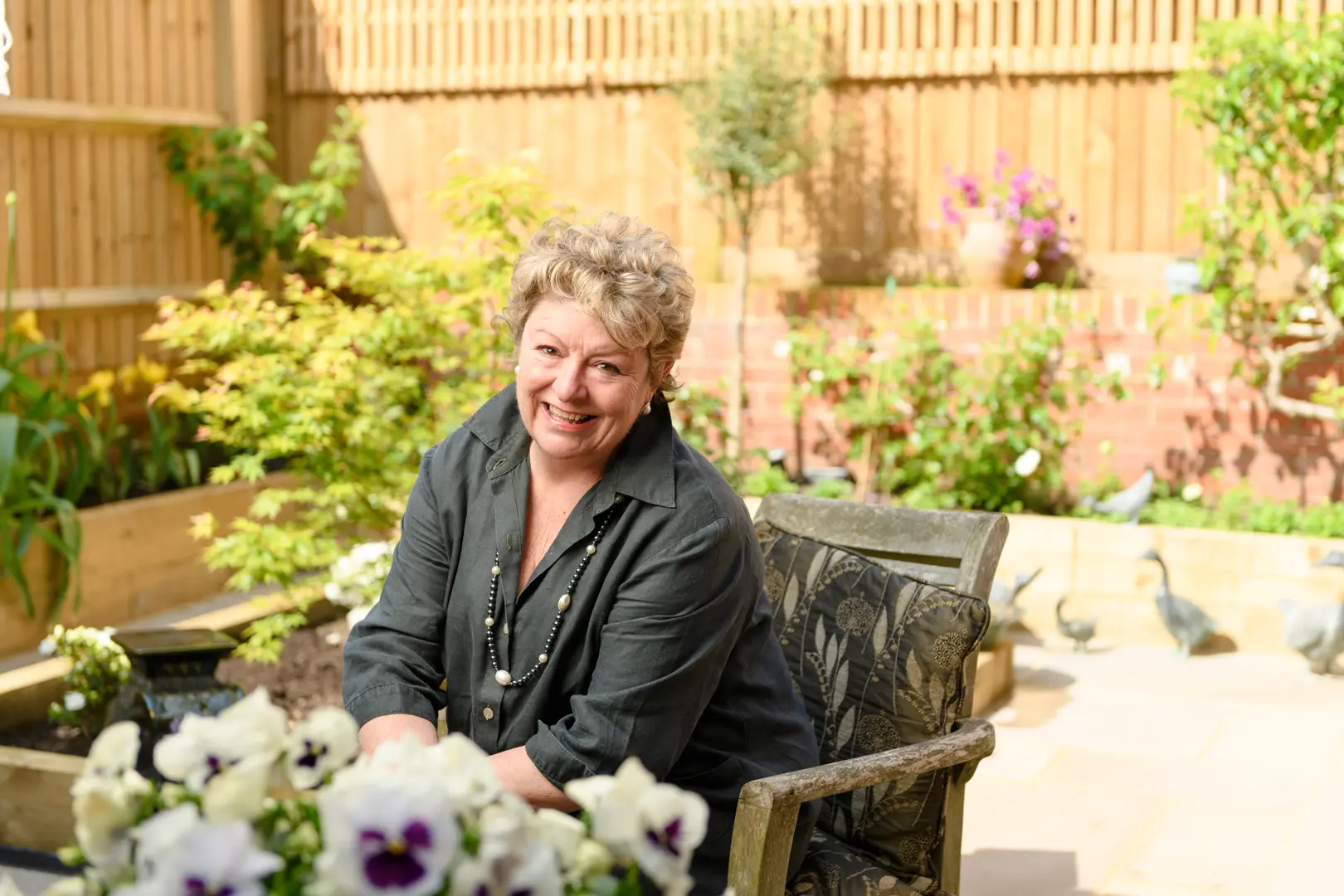 a woman sitting in a chair