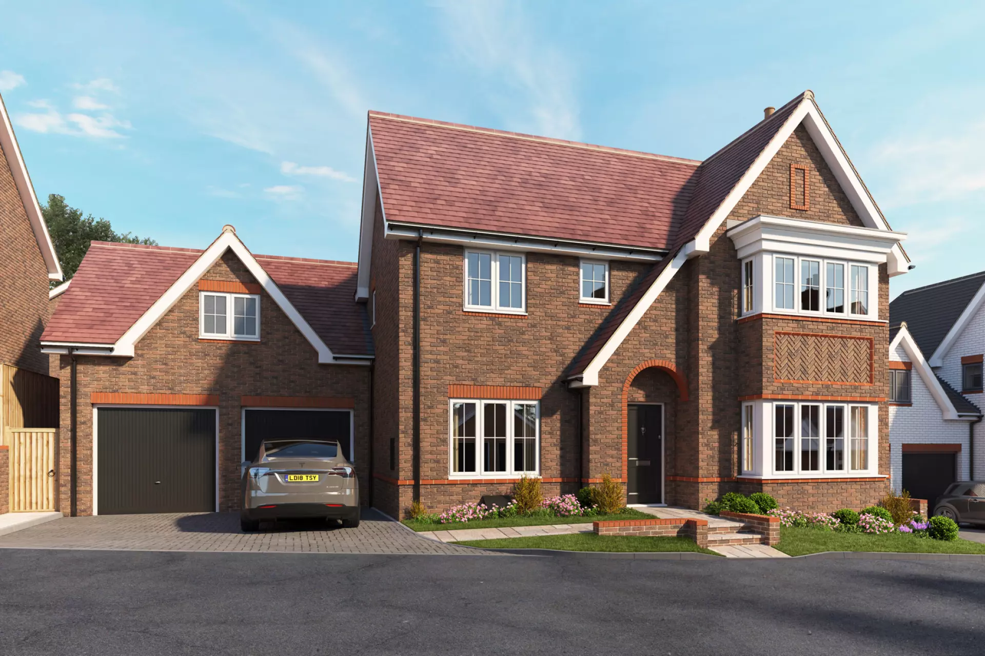 a house with a car parked in front of it