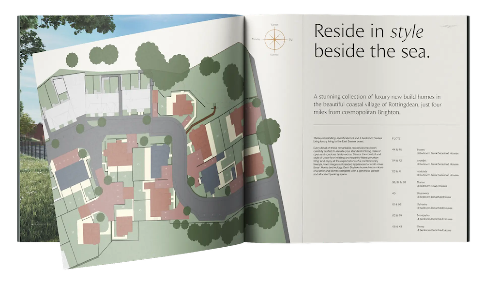 an open book with a map of a village