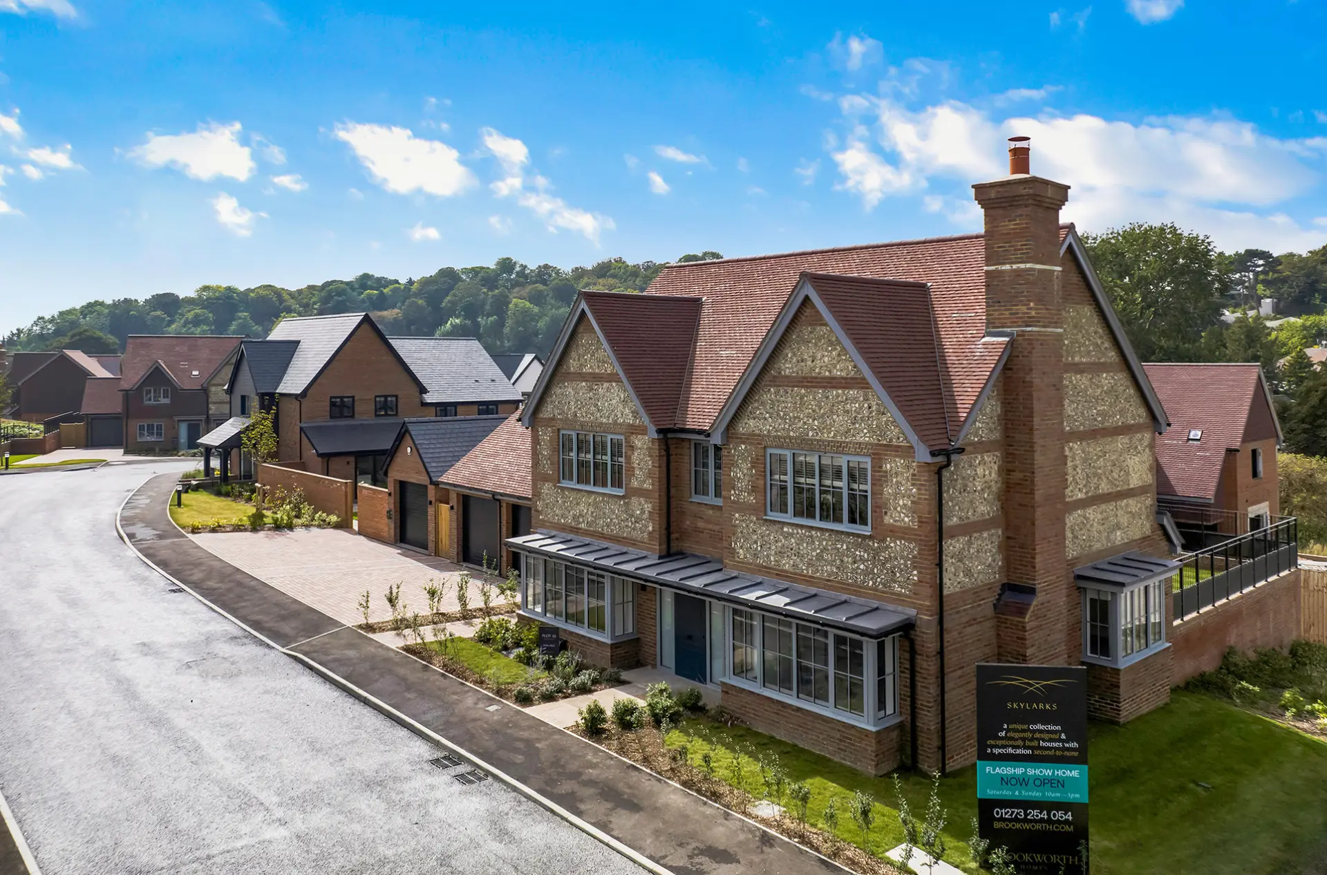 Luxury New Homes East Sussex: a row of new build houses with a large driveway
