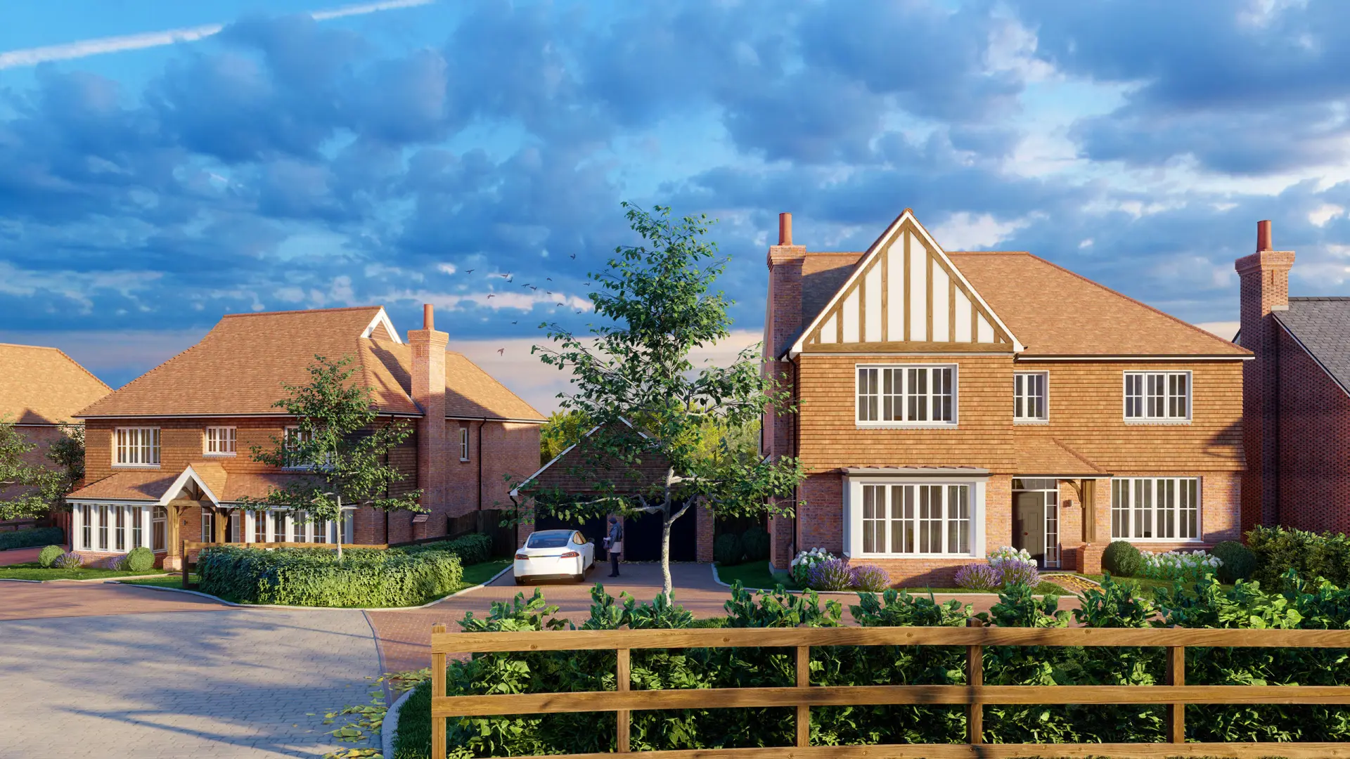 a house with a driveway and a car