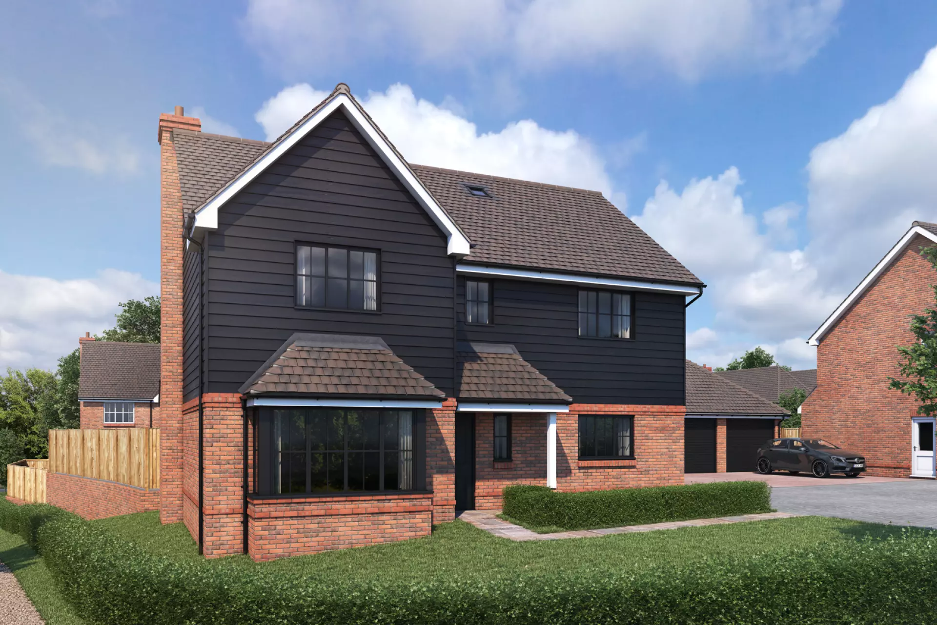 a house with a driveway and a car