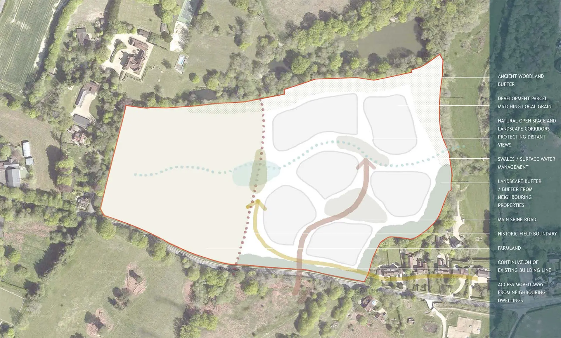 a map of a land with trees and buildings